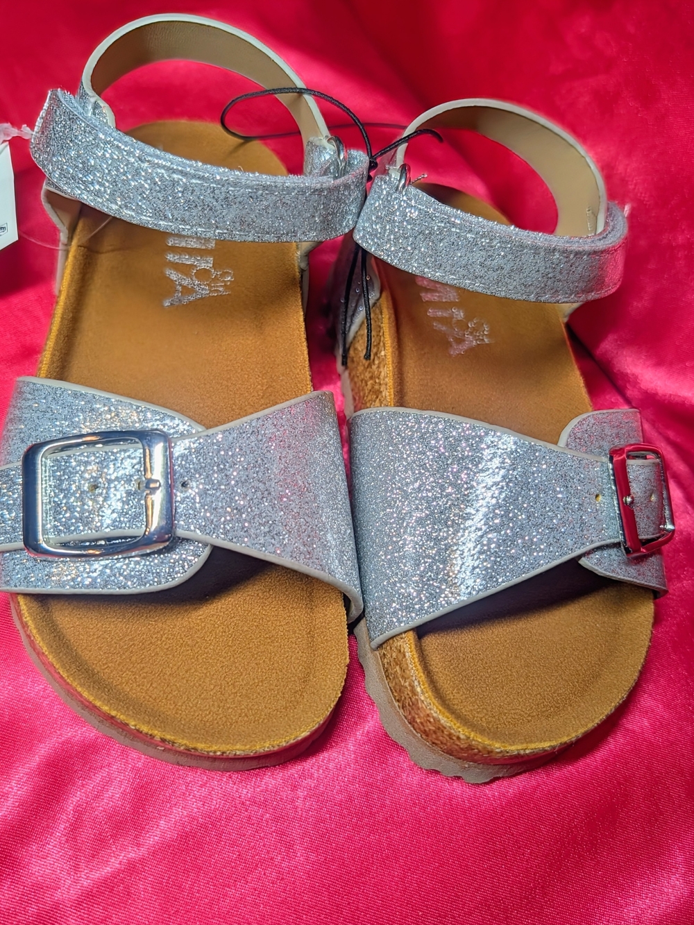 MIA Silver Glitter Kids Ankle-Strap Sandals